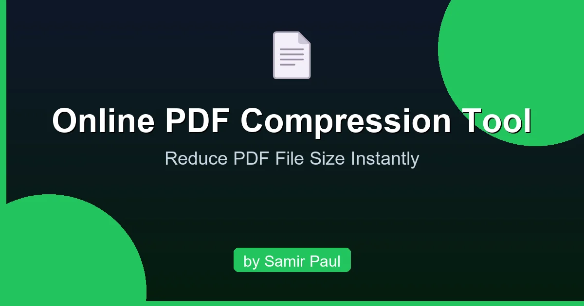 Online PDF Compression Tool is a web-based application that compresses PDF files efficiently using advanced algorithms. Built with Python Flask and PDFNetPython library, it reduces file sizes significantly while preserving document quality and automatically deletes files after 1 hour for security.