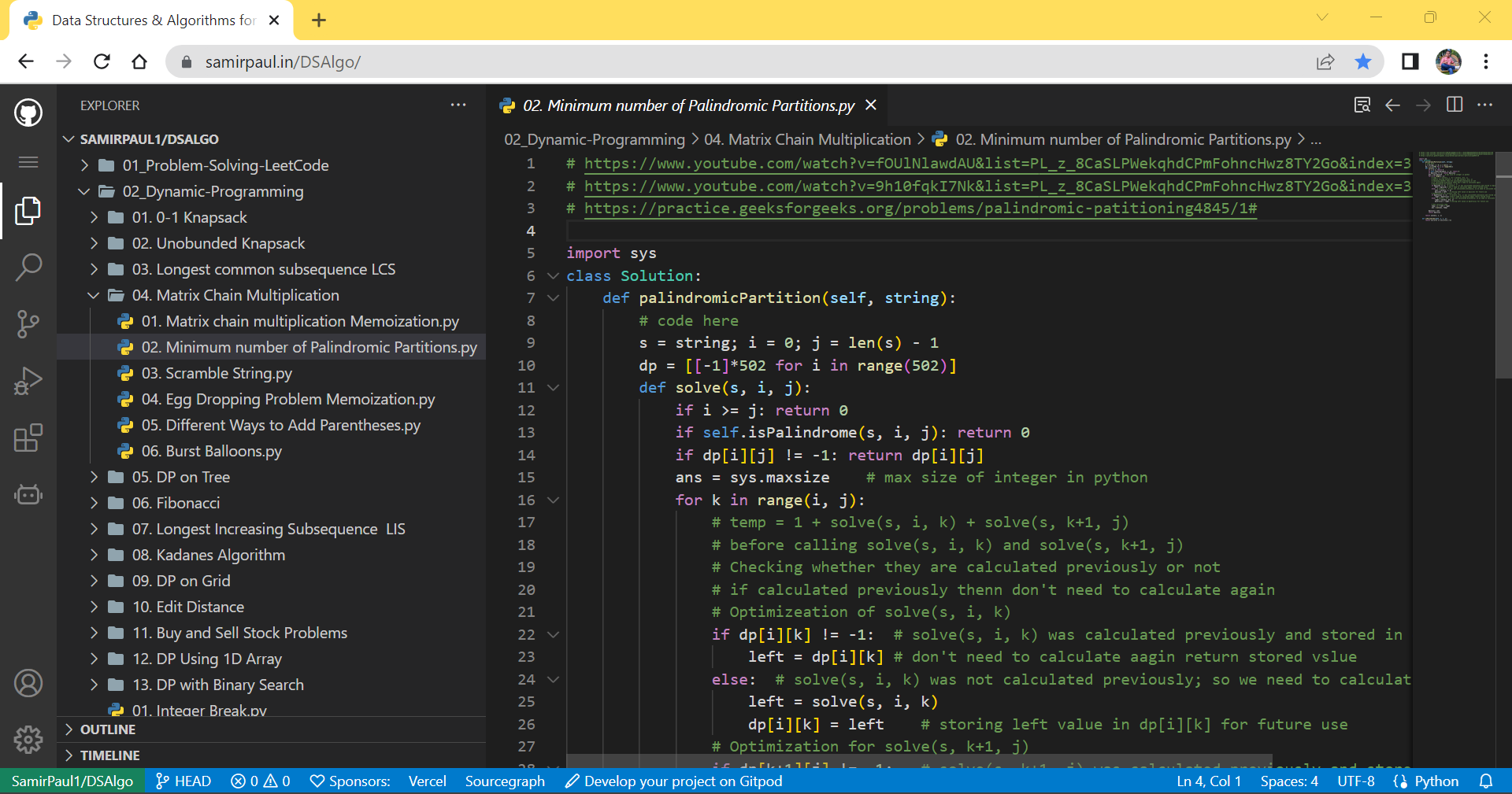 Online VS Code interface for DSA repository — browse 3000+ algorithm solutions directly in browser