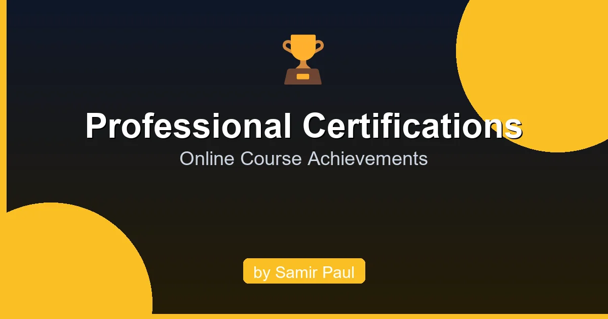 Browse my verified professional certifications and online course achievements covering Computer Science fundamentals, Data Structures and Algorithms, Machine Learning, Artificial Intelligence, Data Science, Python Programming, SQL, IoT, Networking, and more from top platforms like Coursera, Stanford, Udemy, DataCamp, edX, Cisco, Microsoft, and LinkedIn Learning.
